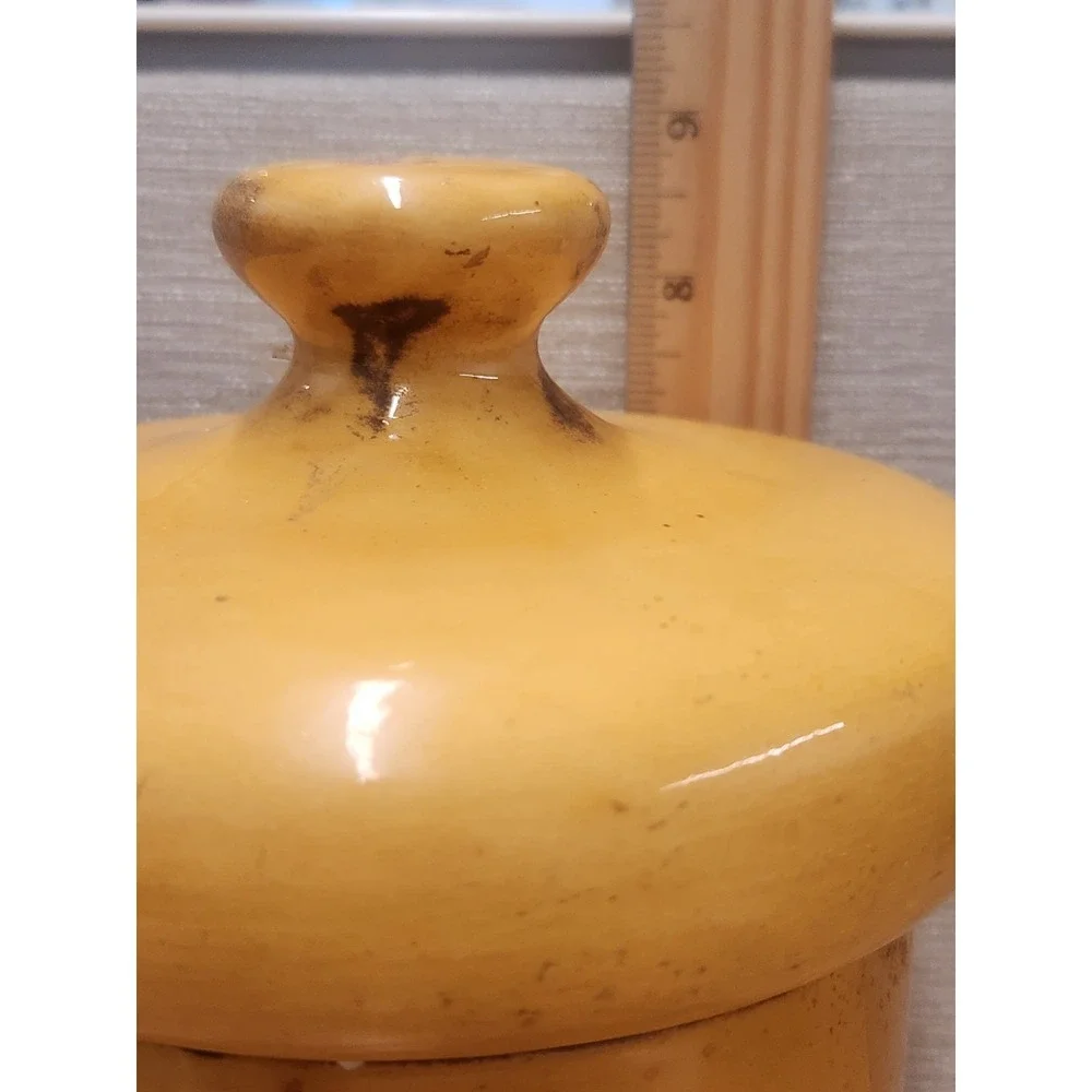 Vintage MCM Holiday Designs Tea Lidded Ceramic Canister‎ Harvest Yellow Mushroom